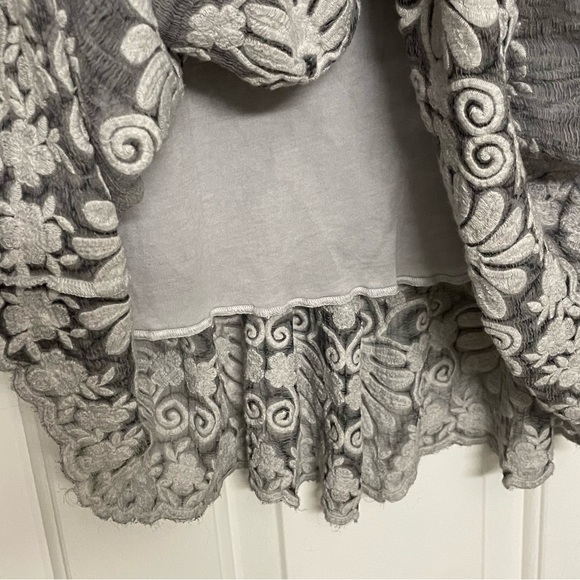 Gretty Jueger Embroidered 100% Silk Sage Maxi Skirt & Sleeveless Blouse 2 Pc Set - Picture 11 of 16